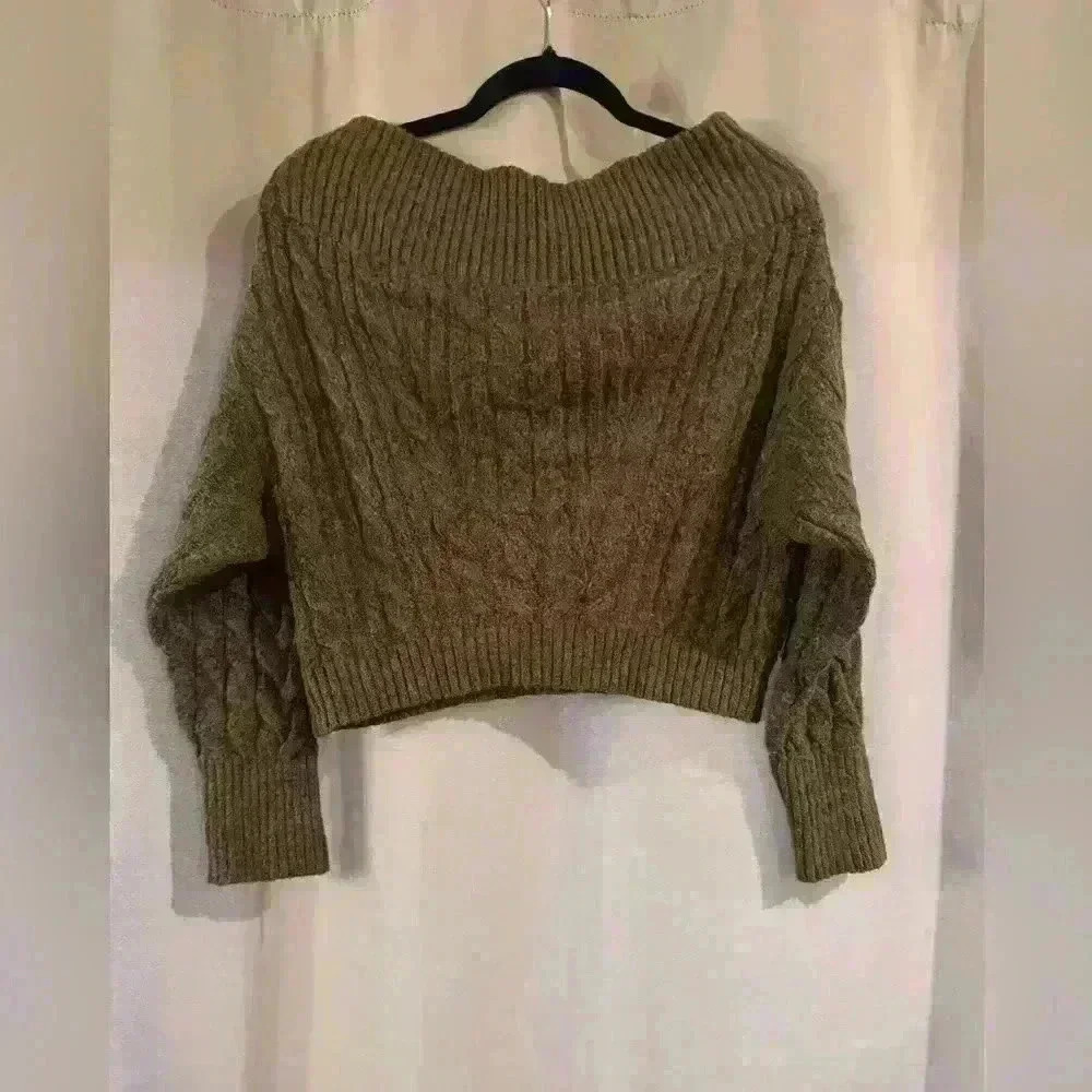 Women’s Brown Express Crop Top Sweater - Picture 2 of 7